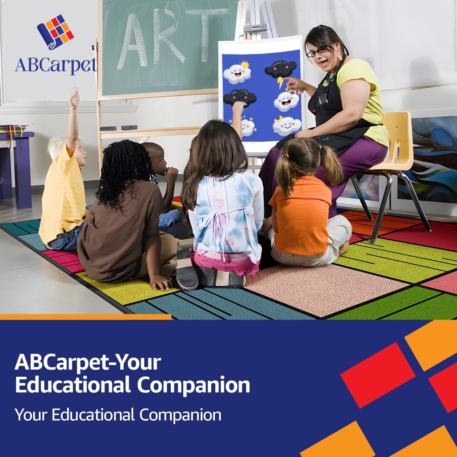 CorStripedSqu24S - Tappeto per aula per bambini, grande, 180 x 33 cm, tappeto per aula per bambini elementare, a righe
