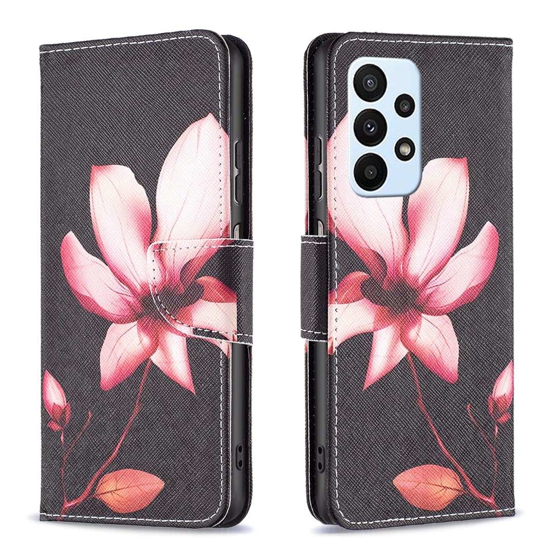 Thoankj Samsung A13 Phone Case, Samsung A04S Case Flip Shockproof PU Leather Wallet Cases with Stand Magnetic Card Holder Gel Silicone Bumper Folio Slim Cover for Galaxy A04S/A13 4G/5G Lotus