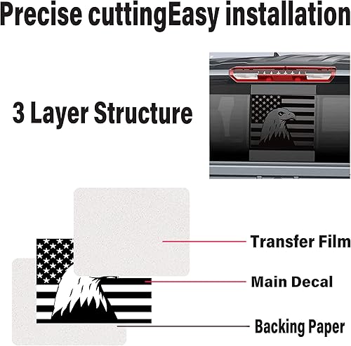 Miniatura 4 de Adhesivos para ventana trasera central (águila), calcomanías de bandera estadounidense, calcomanías para ventana trasera deslizante para Ford F150