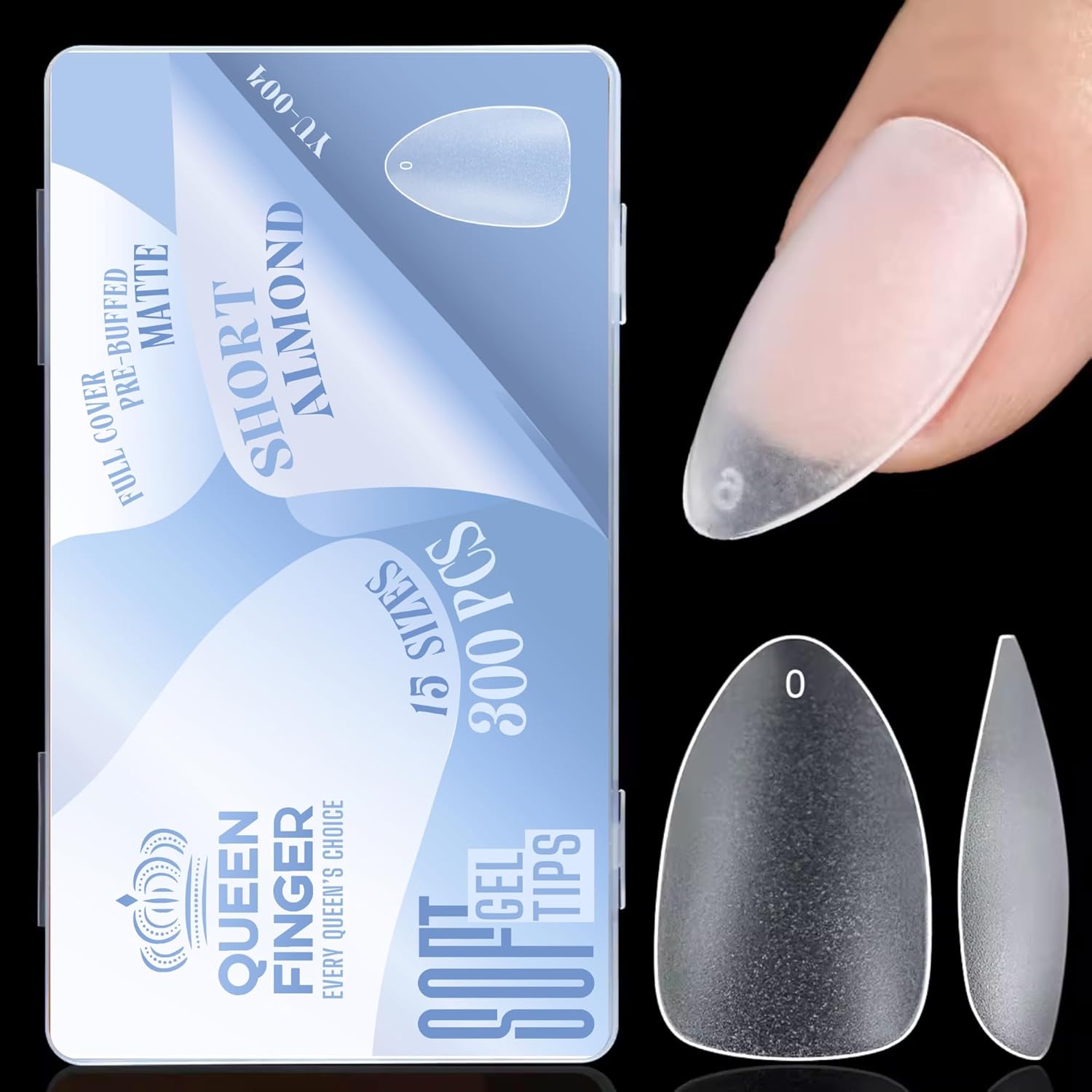 Soft Gel Nail Tips with Box – 300PCS Clear Gel X Nail Tips Full Cover Fake Nails Soft Acrylic Tips for Nail Extension Manicure at Home or Salon DIY Use for Women and Girls (YU-004, Buffed)