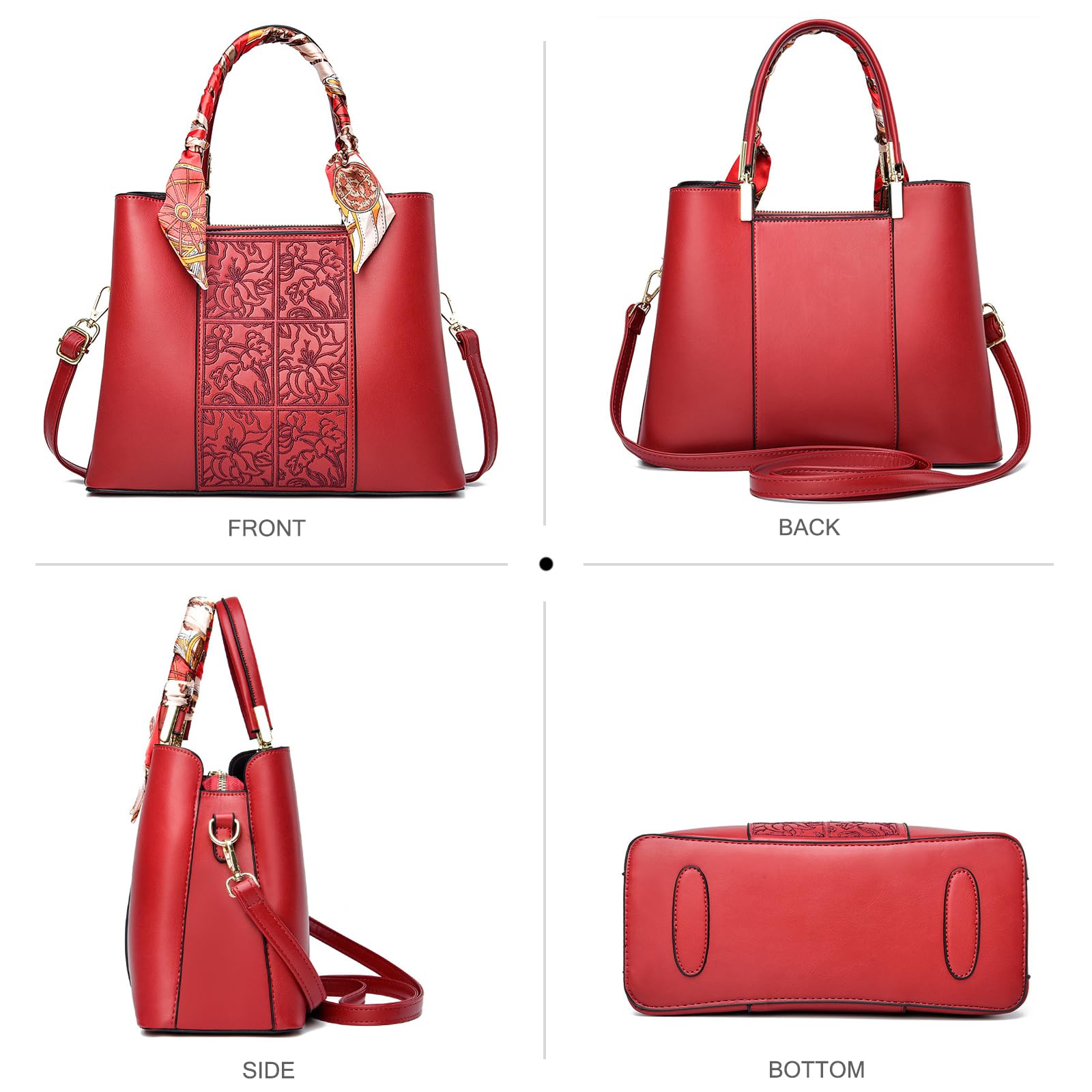 NICOLE & DORIS Sac à Main Femme Elégant Sac Bandoulière Sac à Main Porté Epaule Chic Sac D'épaule PU Cuir Sac Pochette Sac Fourre Tout Avec Brodé