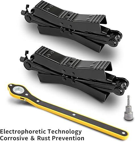 Miniatura 2 de Cuñas de Rueda de Cámper Estabilizador 2 Juegos, Doble Velocidad Resistente para Camión RV Neumático Tijera con Bloqueo X Chock, Accesorios