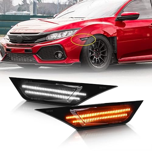 Miniatura 8 de KURLTCAAU 2 luces direccionales JDM, lente ahumada, luz LED completa, luz de marcador lateral frontal compatible con Honda Civic Sedan Coupe