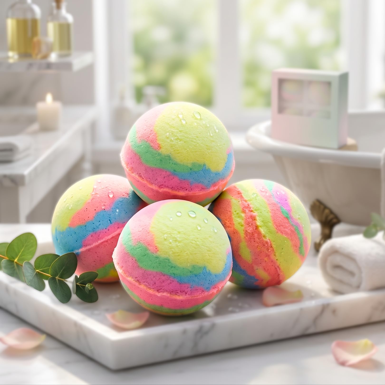 Natural Bath Bomb Gift Set, Aromatherapy Moisturizing Bath Fizzies for Spa, Relaxation & Skincare (5)-image-7