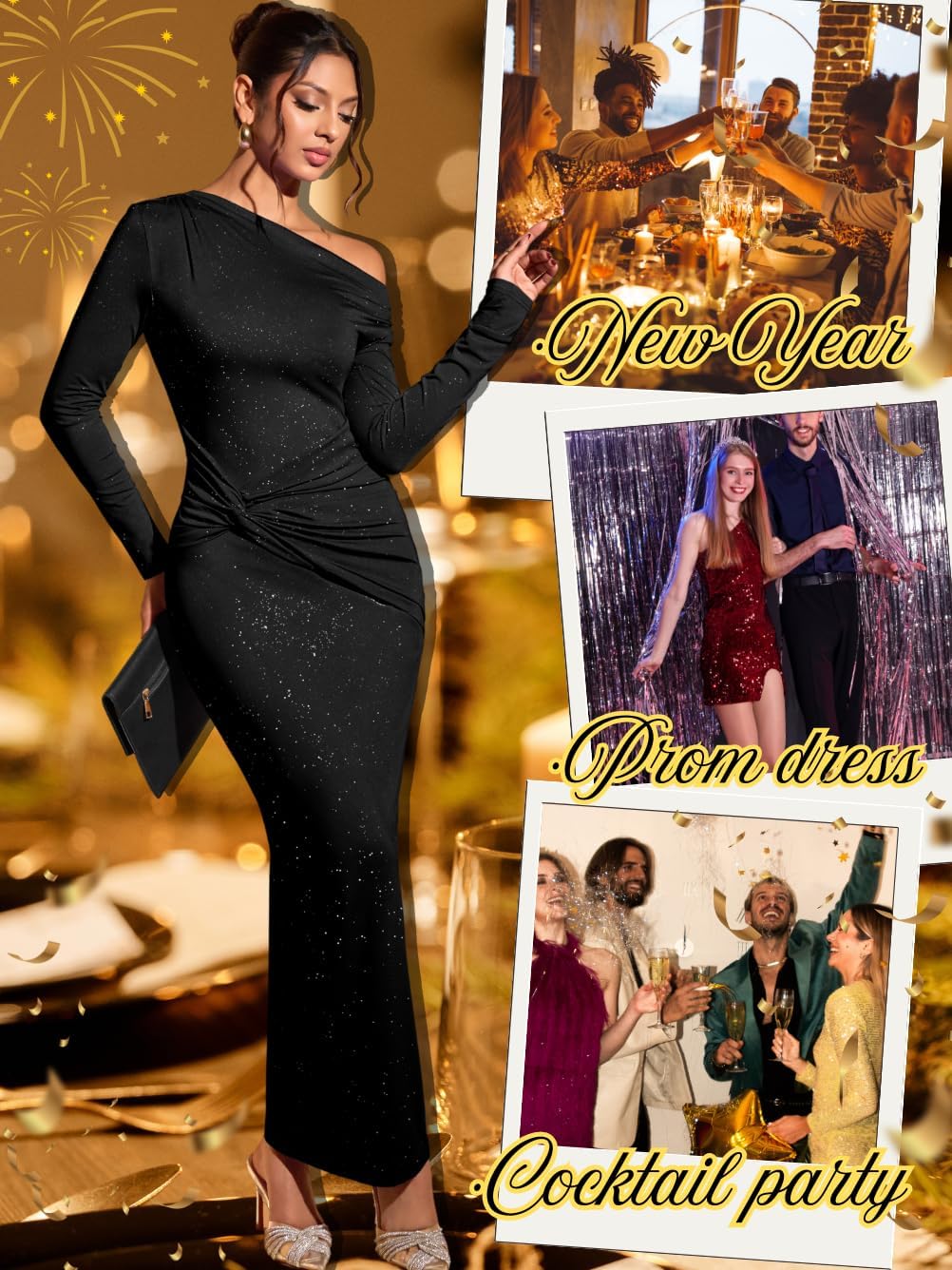 Women's One Shoulder Bodycon Maxi Dress, Formal Elegant Ruched Dresses, Evening Gowns for Gala Prom Wedding Guest - Image 2