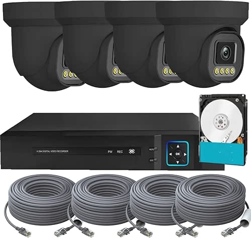 4K NVR PoE Security Camera System Wired, 4pcs Cameras Outdoor