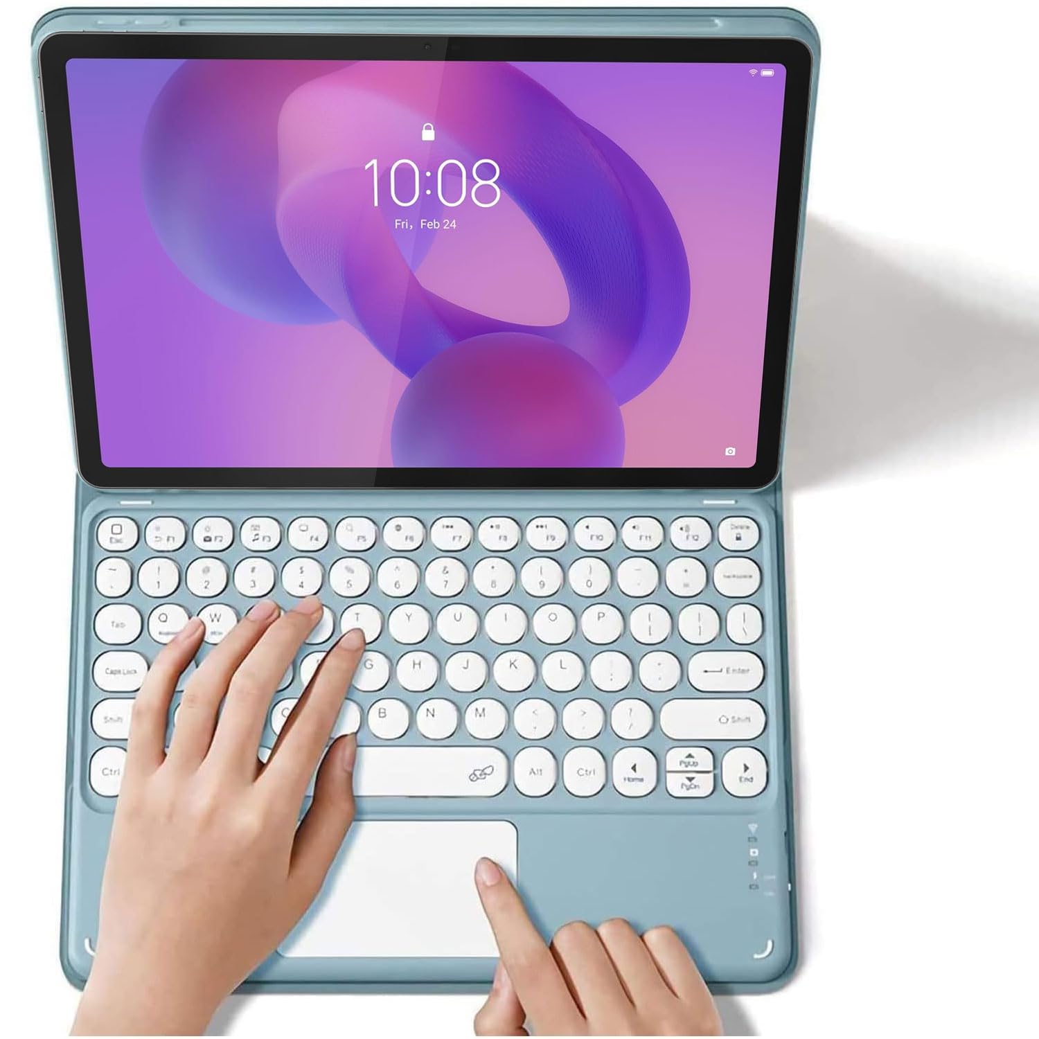 Custodia con Tastiera per Lenovo Idea Tab Plus 12,1 Pollici/Tab K12 Modello 2025 (TB361ZU/TB361FU), Layout Italiano Tastiera Rimovibile con Touchpad Intelligente con Mouse,Viola