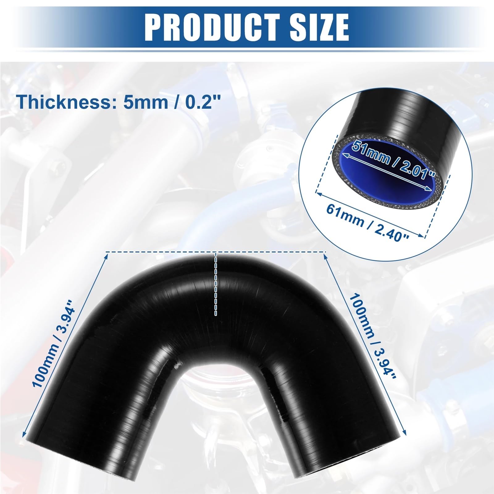 wąż paliwowy Wąż silikonowy 135 stopni kolanko 32mm/45mm/48mm/51mm/57mm/60mm/63mm/70mm/76mm Złącze wlotu powietrza Rura chłodnicy powietrza turbo(51mm)