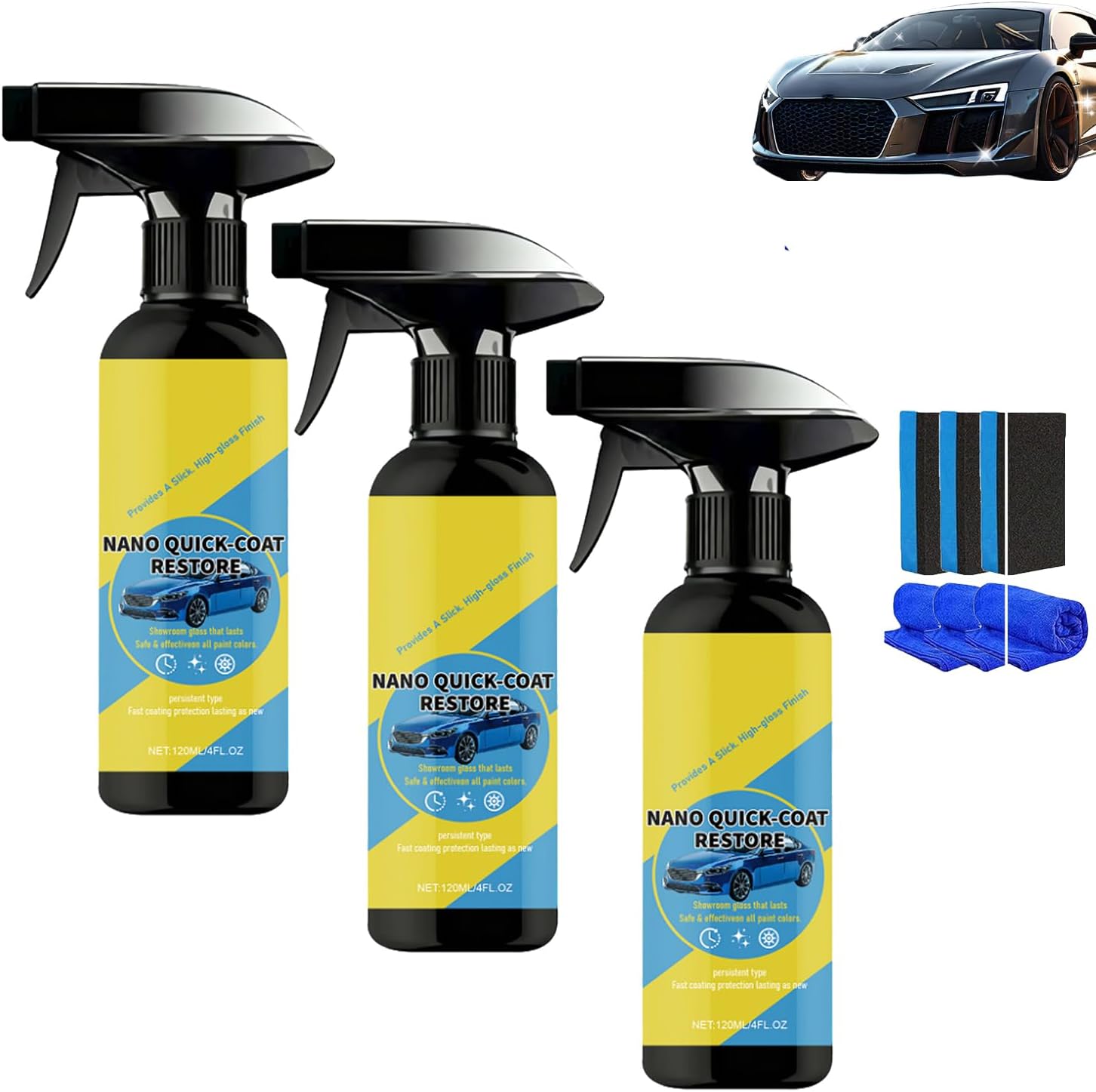 German Nano Spray for Cars, 2026 Upgrade Nano Spray from Germany, Multi-functional Waterless Coating Renewal Agent, Long-Lasting Protection, For Cars, Boats, Motorcycles (B-3PCS)