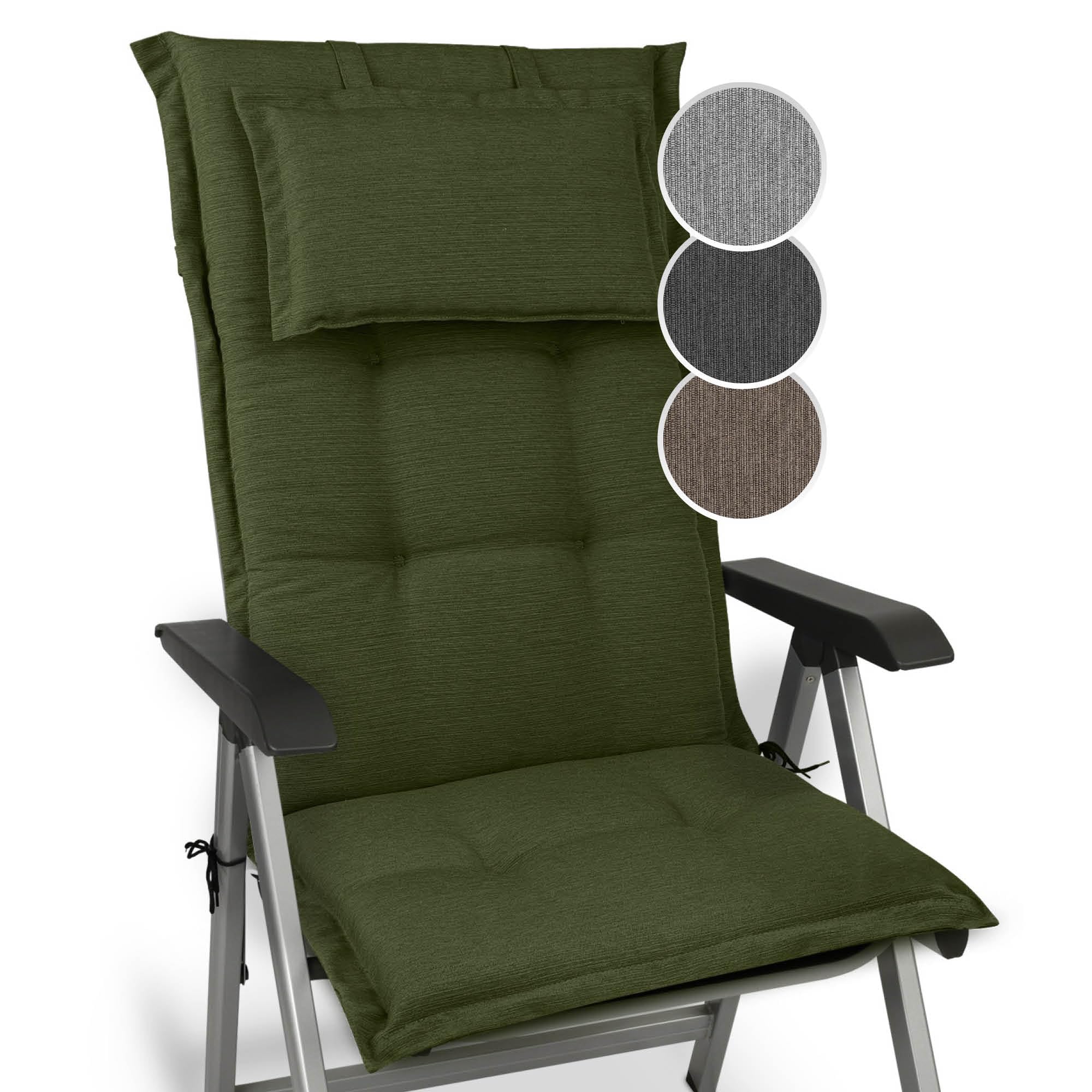 Beautissu Set of 3 Premium High Back Outdoor Garden Chair Cushion Thick