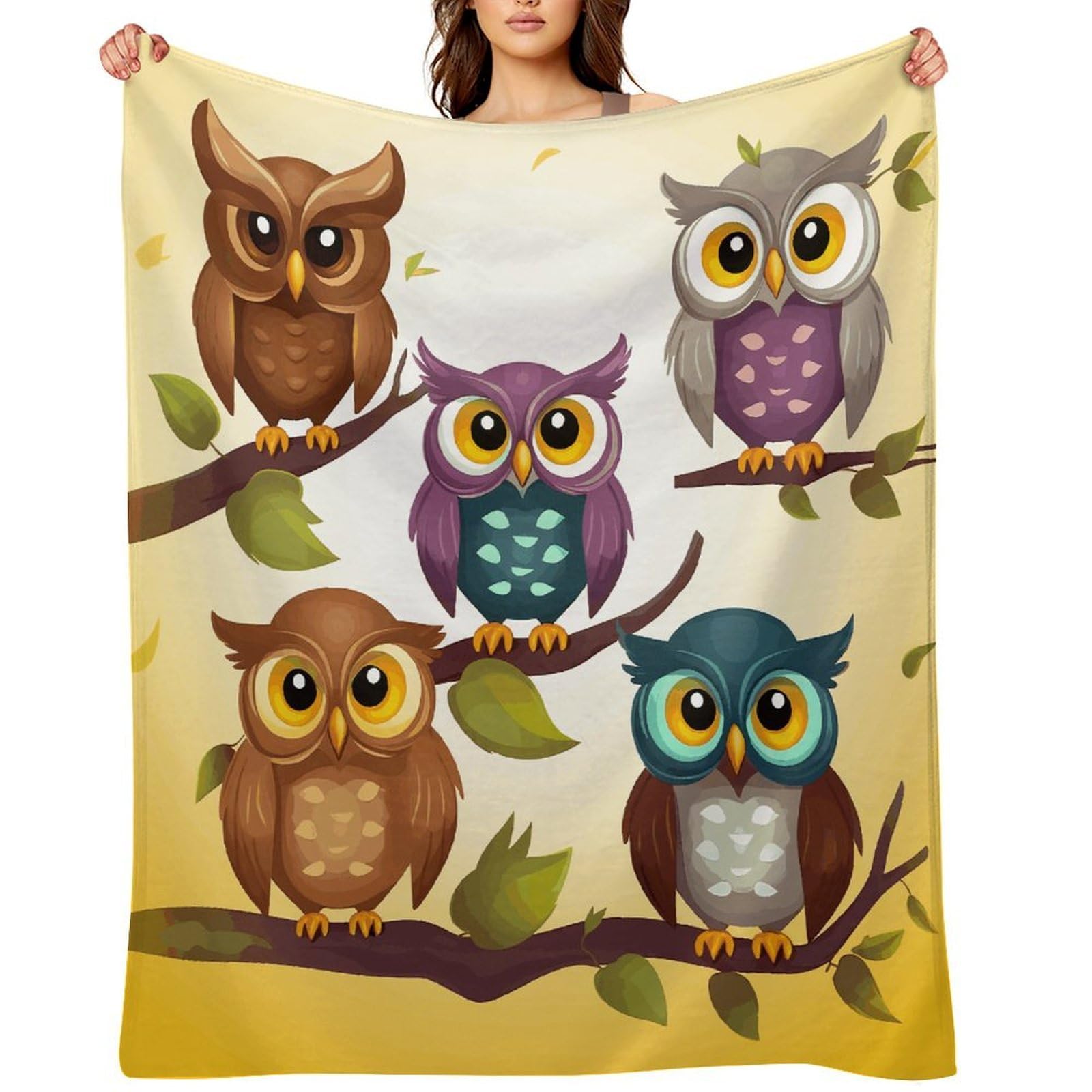 Owls Birds Blankets Large Luxury Flannel Throw Blanket Fashion Thick Blanket for Sofa&Bed Blankets Cozy Ultra-Soft Bath Towel for Men&Women 60"x80"