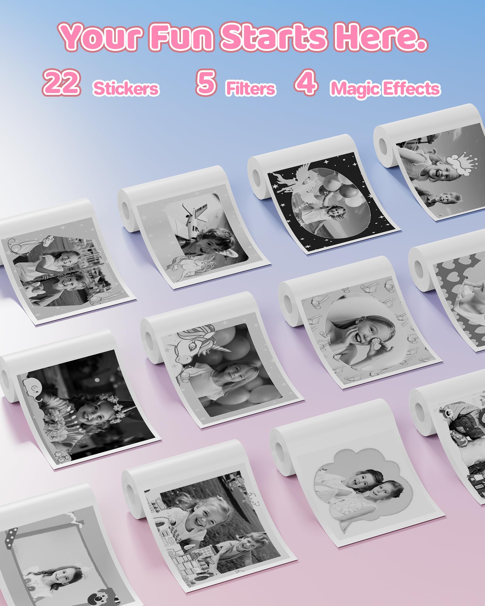 Appareil Photo Enfant Instantané Rose: HODDRCCN 1080P Appareil Photo Instantané - Carte 32GB - Jouet Cadeau pour Filles Garçons Enfant de 3-14 Ans - Cadeau Noël Anniversaire Fille Garçon