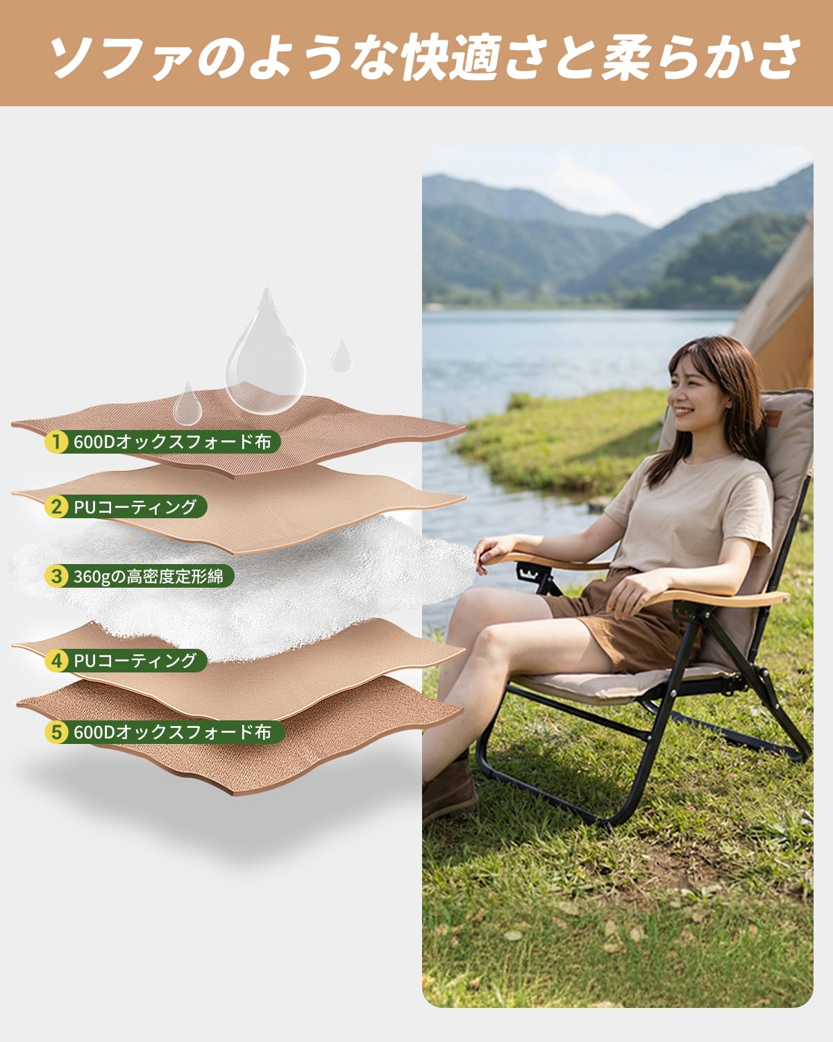 Amazon.co.jp: KingCamp アウトドア ローチェア リクライニング