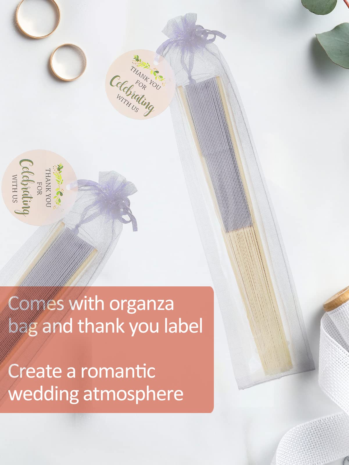 Cosweet 60 Stück weiße Papier-Handfächer – Faltbarer Bambus-Fächer mit 60 Anhängern und Aufbewahrungstasche, Handheld-Akkordeon-Papierfächer für Hochzeit, Feier, Partyzubehör und Heimdekoration | Weiße Papierfächer, Bambus, dekorative Faltfächer, für Hoch
