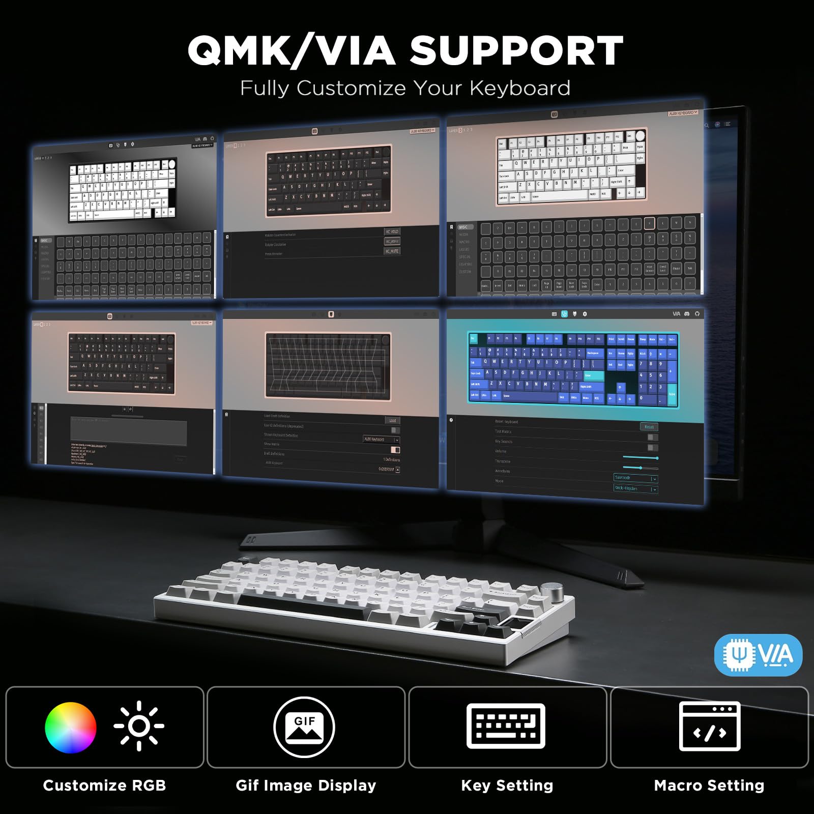 YUNZII AL80 Drahtlose Mechanische Tastatur, Volles Aluminium CNC, Smart LCD Display, Heiße Austauschbare Dichtung Mount 75% Layout, BT/2.4G/USB-C, QMK/VIA