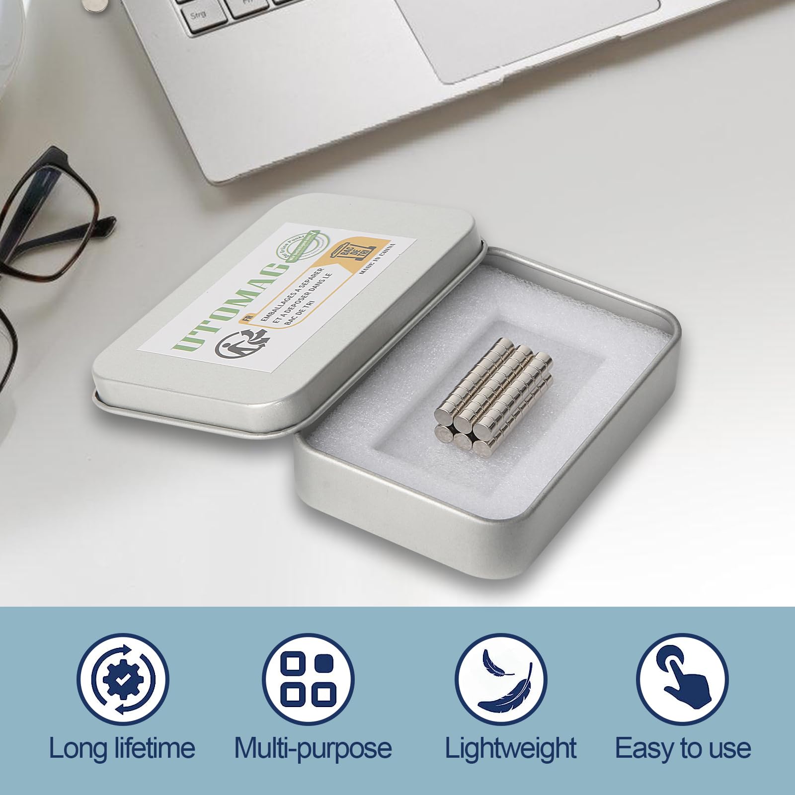 80 Calamite Al Neodimio 3x1 Mm - Magnetini Piccoli Per Frigorifero E Lavagne - Foto 9