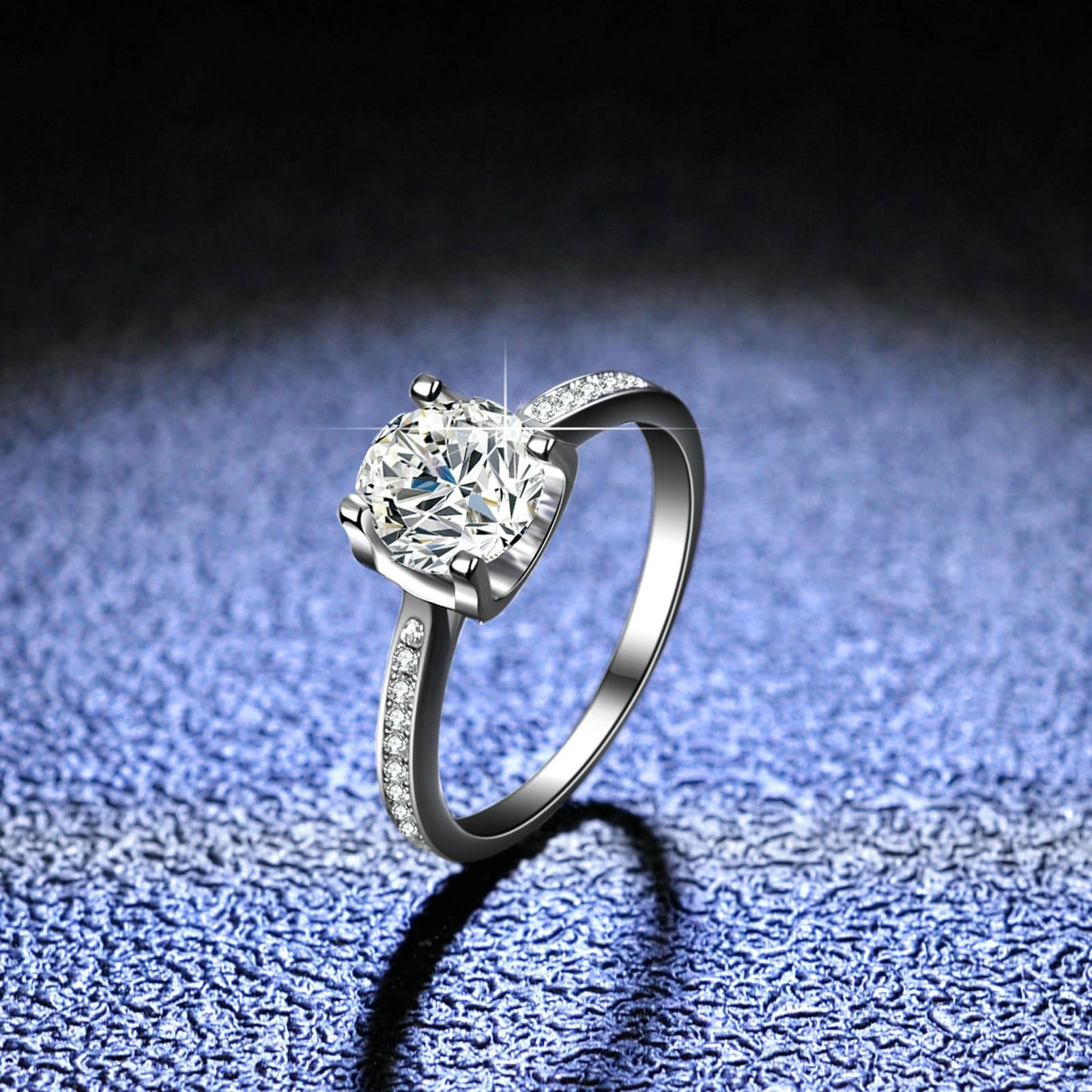 Anillos de boda de platino 950, joyas de oro auténtico, 6 garras con diamante creado en laboratorio, anillos de boda PT950, talla 48 (15,3)