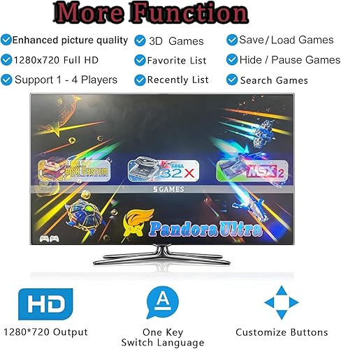 Miniatura 3 de FVBADE 50500 en 1 Pandora Ultra Pandora Box Retro Games Arcade Game Console con dos anfitriones separados para PC y proyector y TV Juegos 3D 1-4