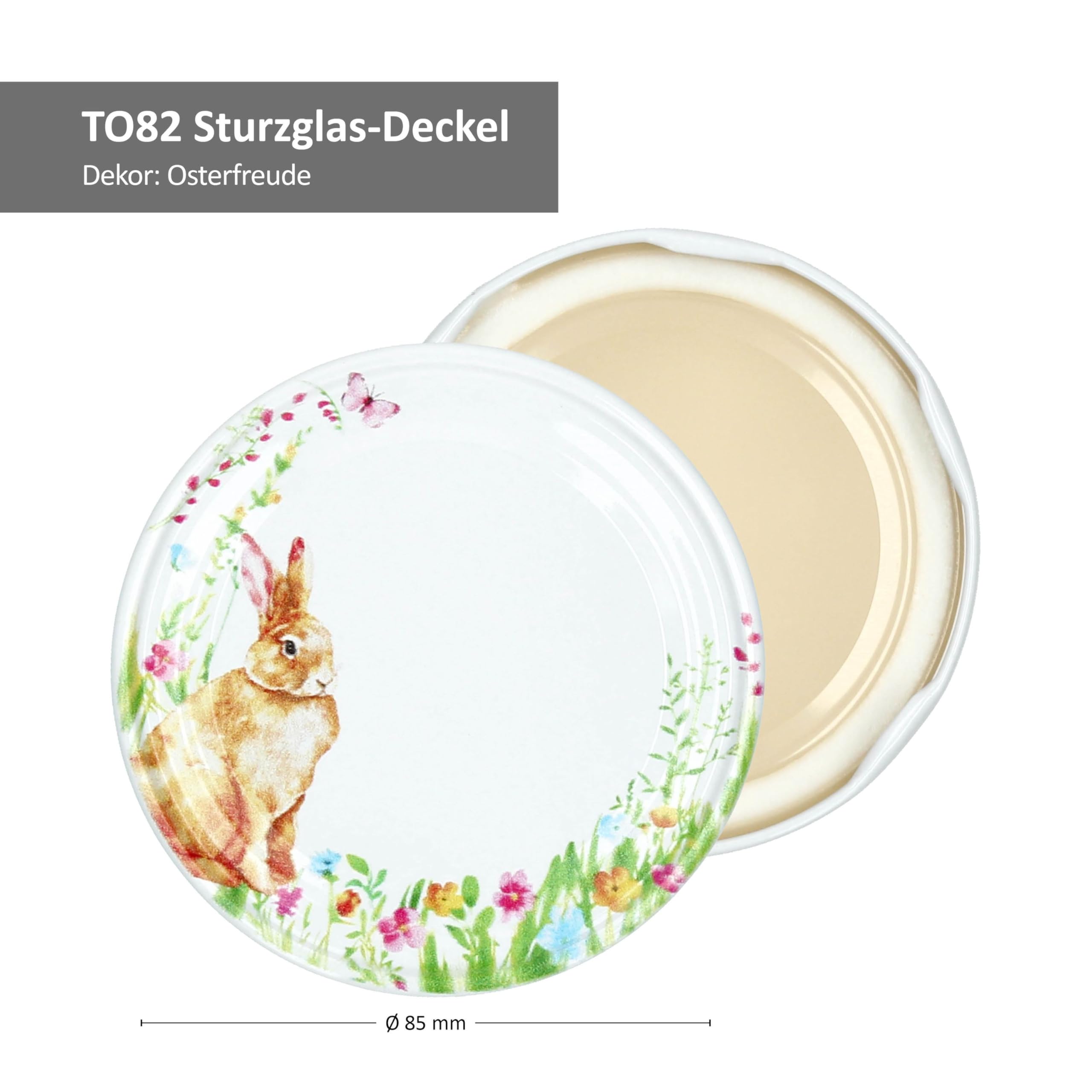 MamboCat 100er Set Sturzglas 230 ml mit Schraub-Deckel Osterfreude I Einmachgläser + to 82 Deckel mit Hasen & Blumen I Ostern I inkl. Diamant-Zucker-Rezeptheft I einkochen