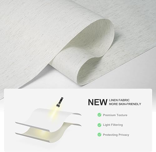 Miniatura 2 de Boolegon Persianas enrollables con filtro de luz para ventanas, inalámbricas, tela de lino, persianas enrollables, tela con aislamiento térmico