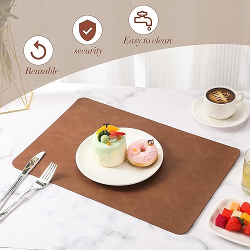 Miniatura 4 de 12 manteles individuales de piel sintética, manteles individuales de doble cara, impermeables, a prueba de aceite, resistentes a las manchas, al