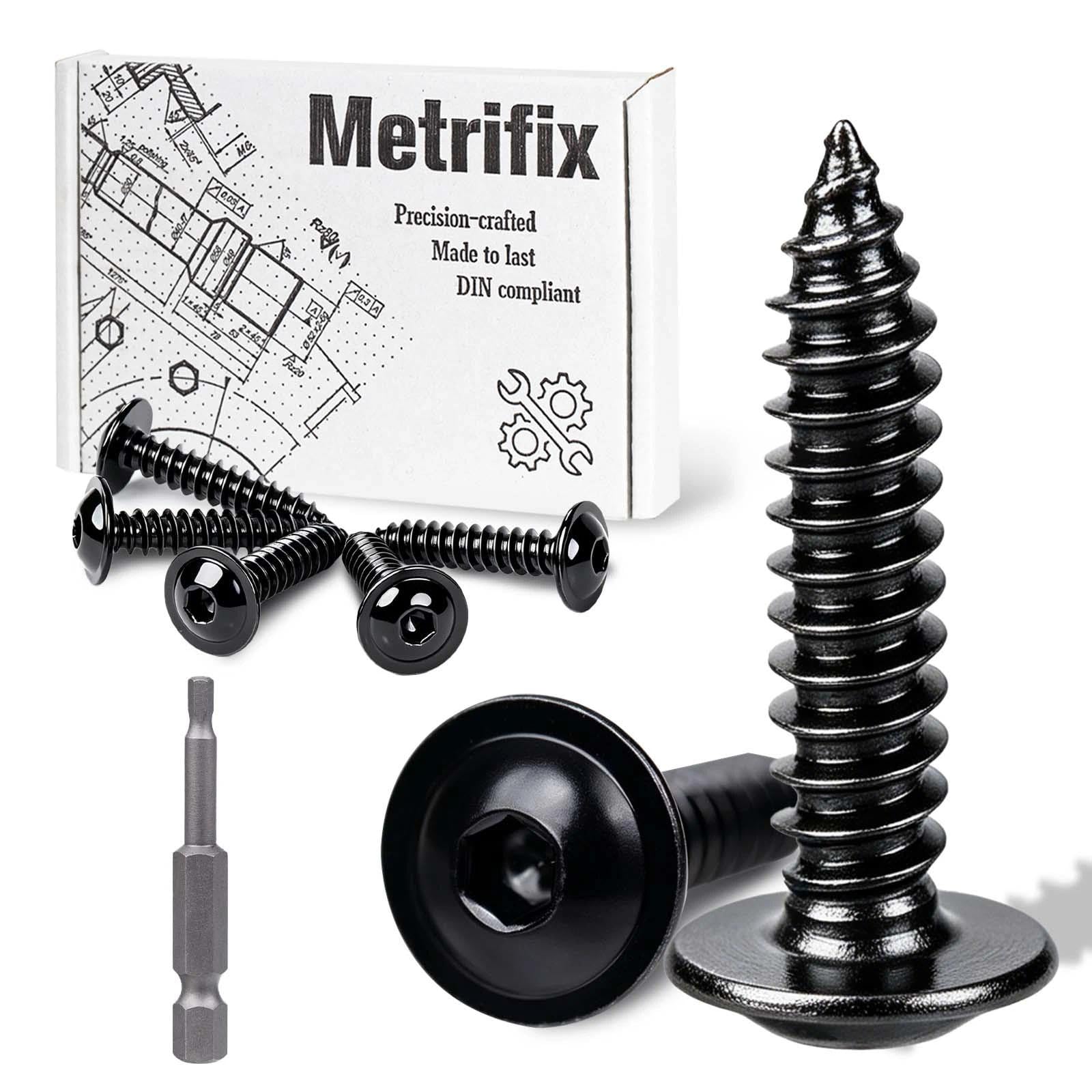 Metrifix 55 Pcs Pan Head Self Tapping Screws M5x25mm Hex Socket Washer