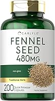 Carlyle Fennel Seed 480mg Capsules | 200 Count Non-GMO Herbal Supplement for Wellness