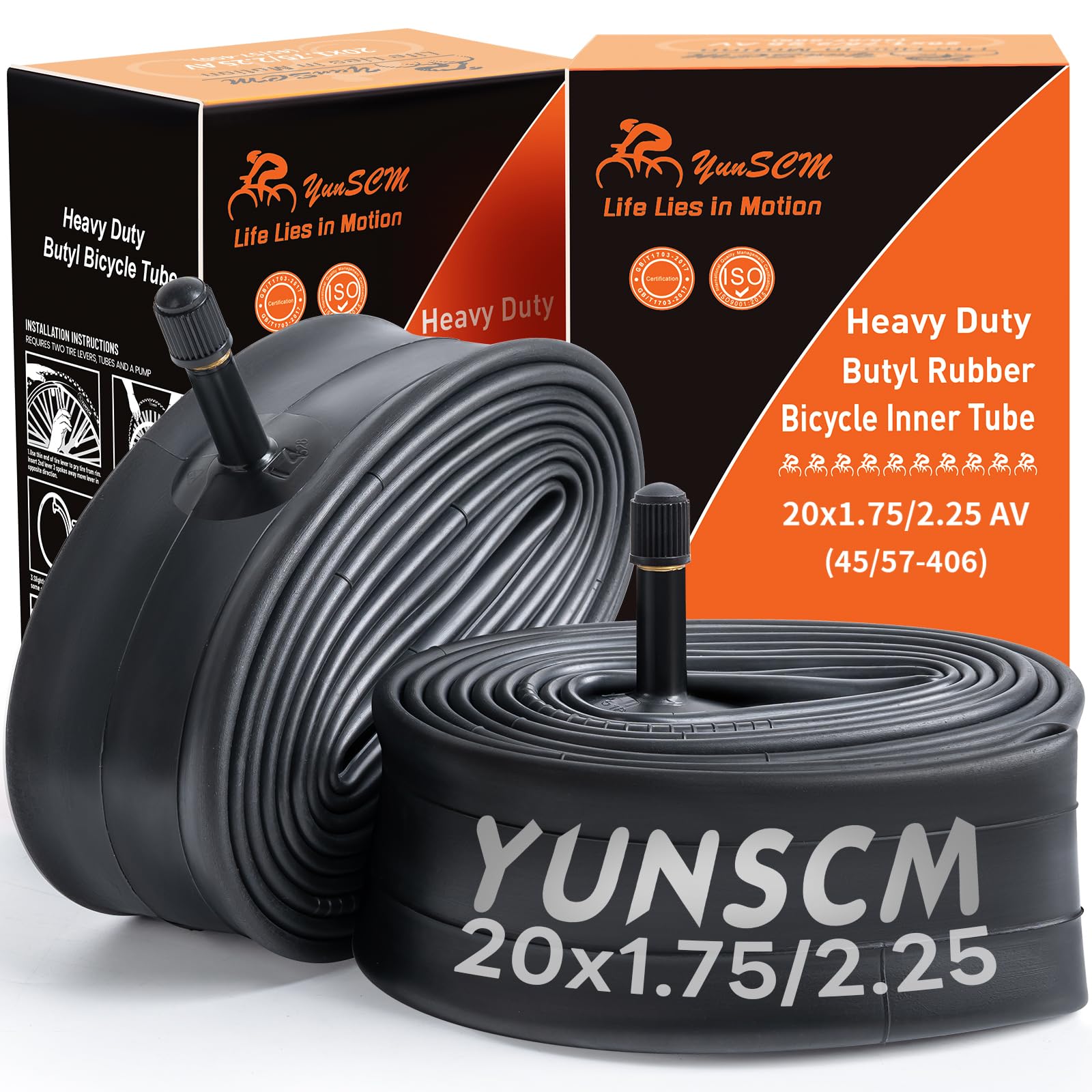 2-PCS 20" Heavy Duty Bike Tubes 20X1.75/1.95/2.125/2.25 AV Schrader Valve 20" Bicycle Tubes Compatible with 20X1.75 20 X 1.95 20X2.0 20 X 2.125 20X2.20 20X2.25 Bike Tire Tubes