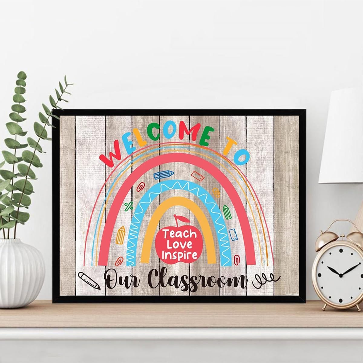 UPABLUNSO 5D Diamond Art Classroom Quote Teach Love Inspire Welcome to Our Classroom Teacher Diamond Painting Kits for Adults DIY Paint by Number for Home Recreation and Wall Decoration 12x16 inch