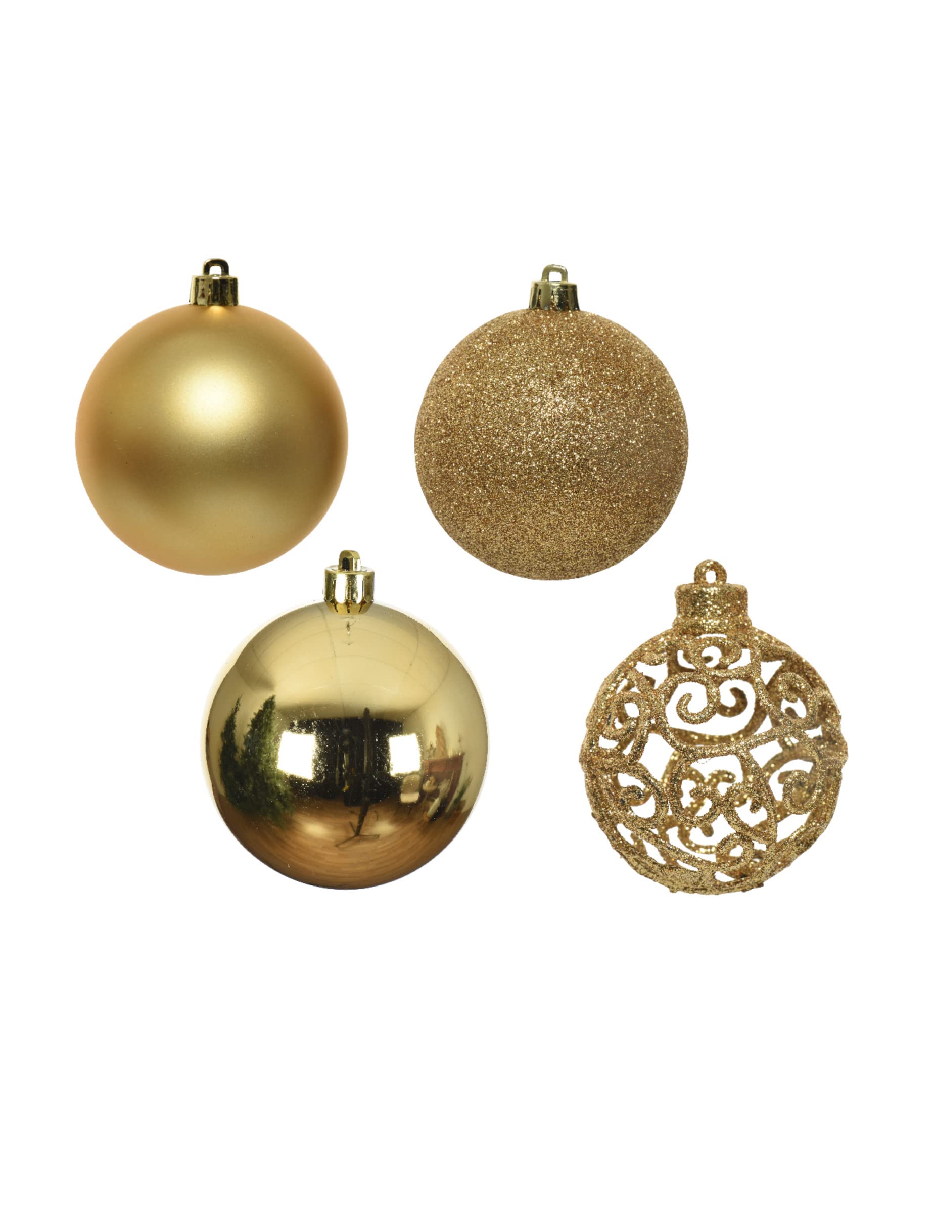 Kaemingk Light Gold Christmas Tree Baubles Decorations Shatterproof