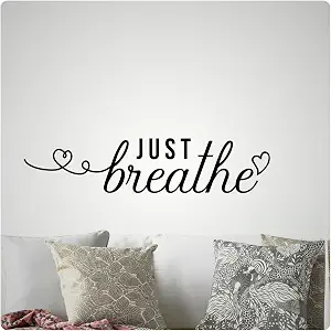 My Vinyl Story - Just Breathe Inspirational Motivational Wall Decal Sticker for Home Gym Yoga Meditation Room