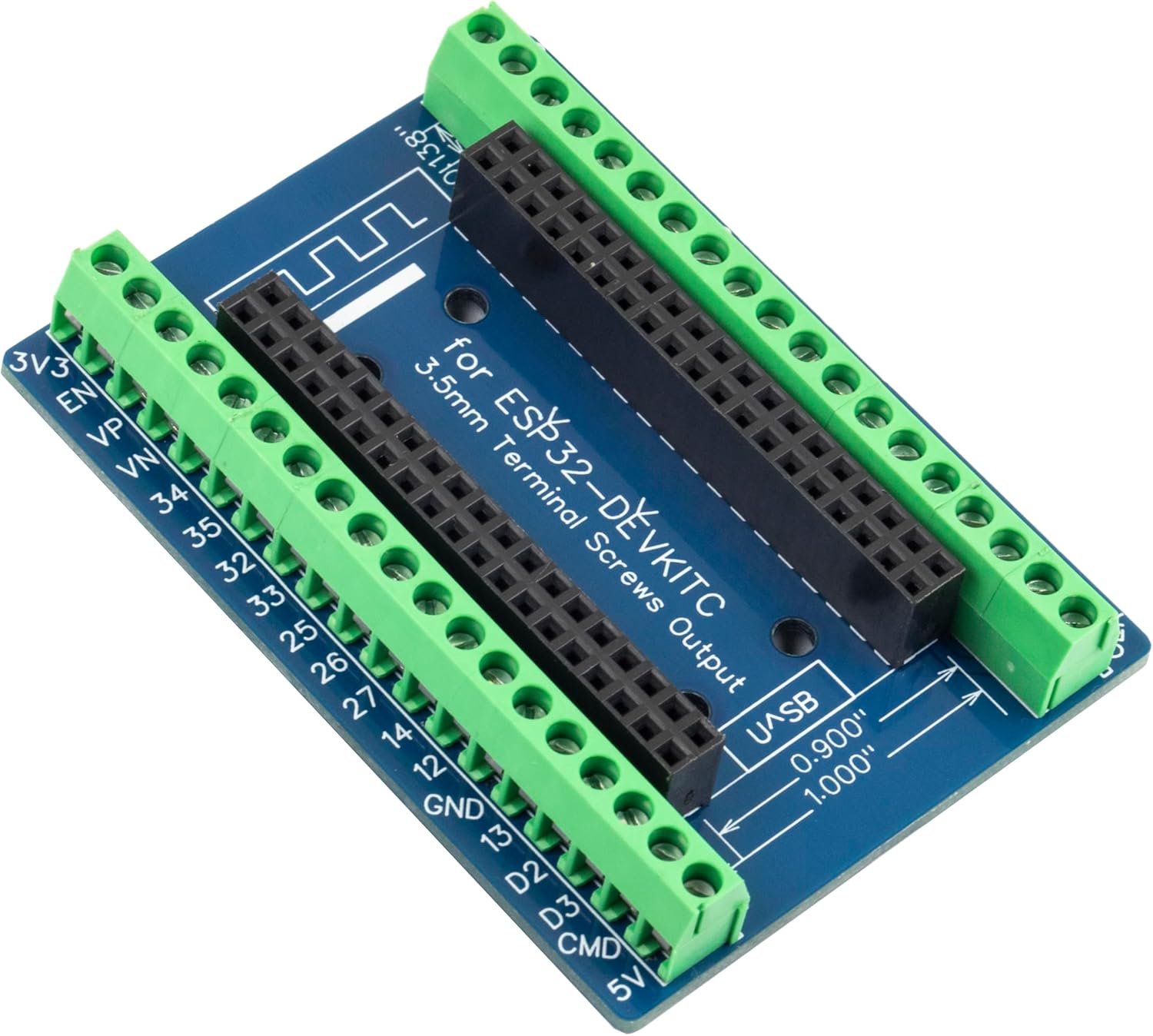 3pcs ESP32 Terminal Breakout Board 38 Pins GPIO Expansion Board Compatible for ESP32-DevKitC 0.9" or 1.0" Size Module
