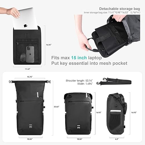 Miniatura 3 de HUNTVP Bolsa de alforja de bicicleta Mochila multifuncional Bolsa de bicicleta Ciclismo Asiento trasero de bicicleta Bolsa de maletero Bolsa de