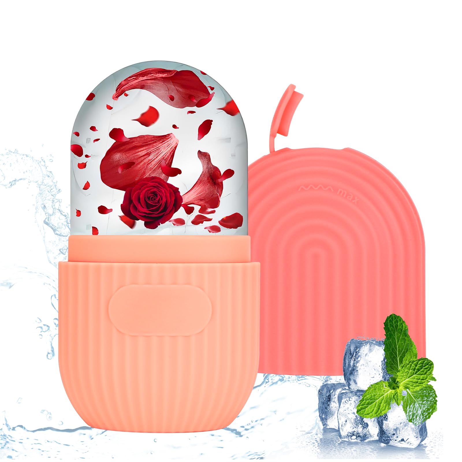 Ice Roller Facial, Hielo Para la Cara de Silicona, Reutilizable Rodillo Facial De Hielo, Rodillo Hielo Facial, Ayuda a Reducir Los Poros, Aliviar el Dolor, Masaje (rosa)