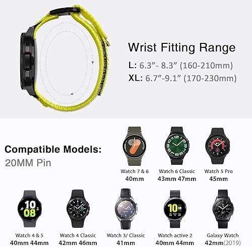 Vista 48 de Nereides Correa compatible con Samsung Galaxy Watch 7 6 5 4 de 1.575 pulgadas, 1.732 pulgadas, Watch 6 4 Classic/Galaxy Watch 5 Pro/Galaxy Watch