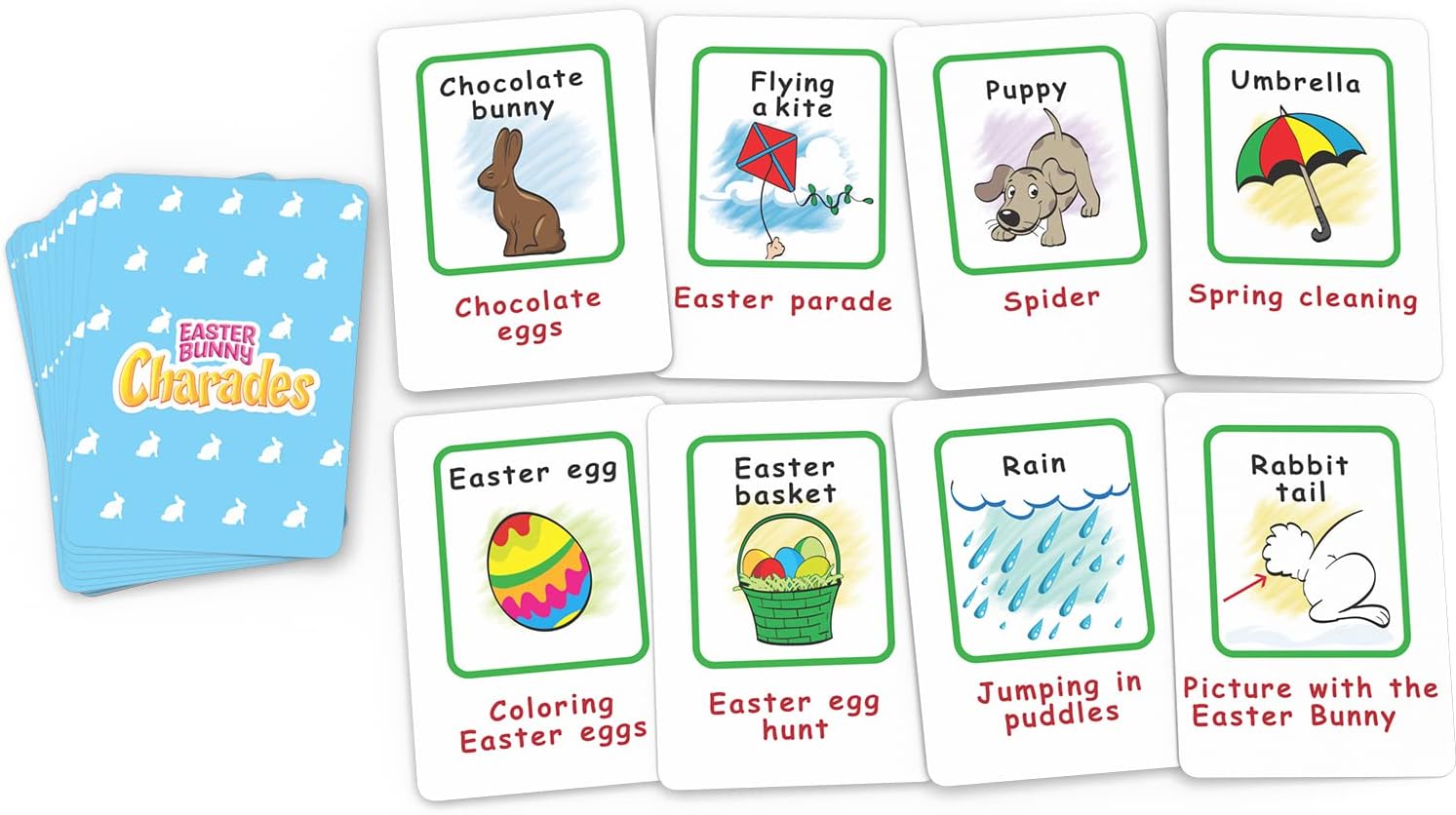 Arizona GameCo Easter Bunny Charades for Kids Ages 6+, No Reading Required Kids Charades Game, 80 Acting Choices, Family Fun, Easter Basket Stuffer, Easter Gift