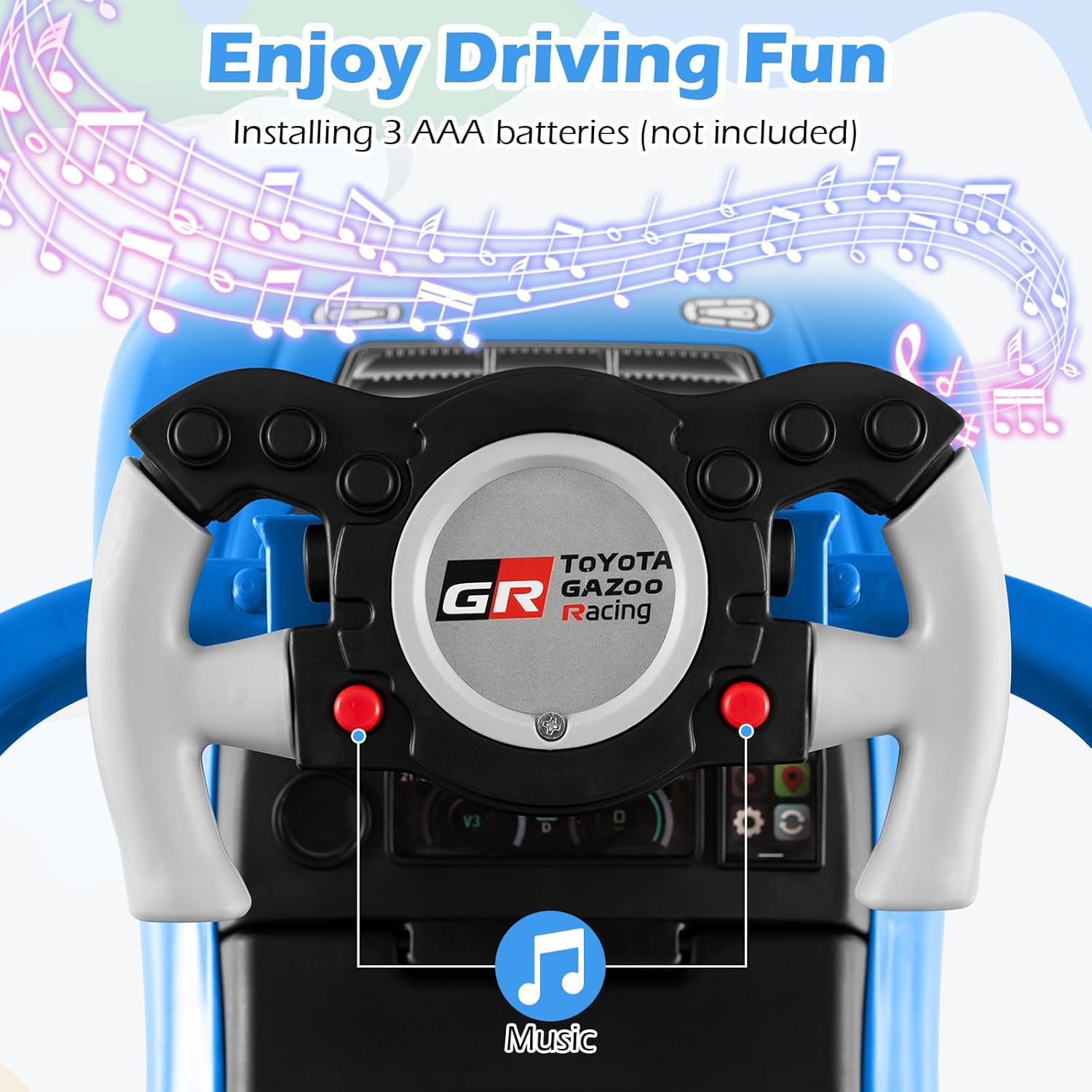 Licensed Toyota Ride on Push Car by OLAKIDS, 3 in 1 Toddlers Sliding Walking Toy with Parent Control Handle, Removable Guardrails, Underneath Storage (Blue)