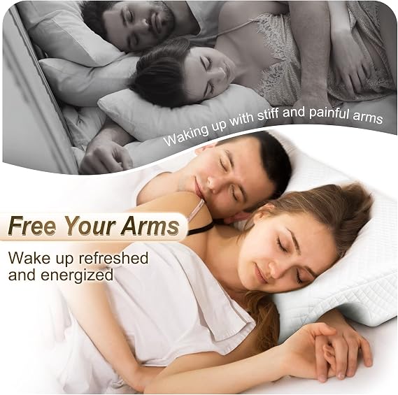 HOMCA Cuddle Pillow for Couples, Memory Foam Couples Pillow with Arm Hole