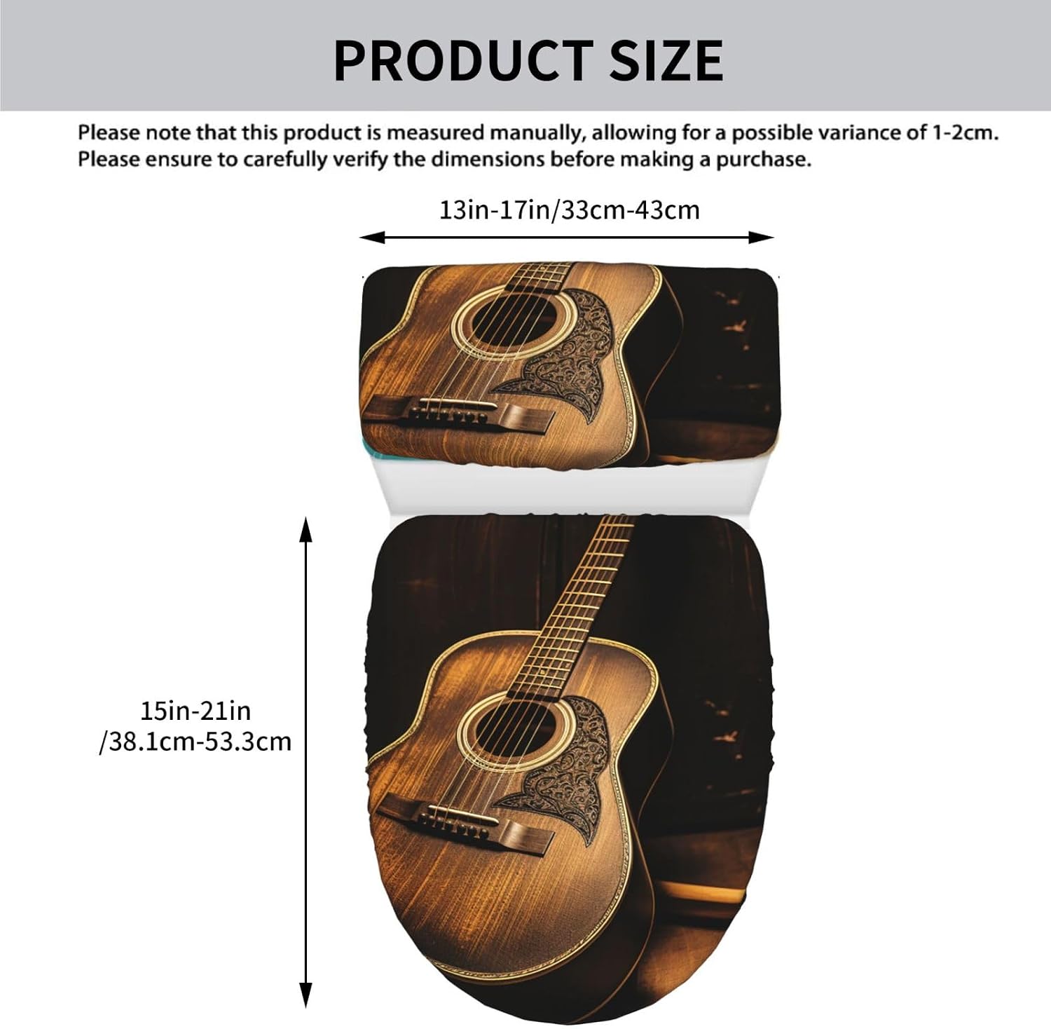 Old West Guitar Toilet Tank Cover And Toilet Lid Cover Set Stretch Bathroom Toilet Lid Seat Cover