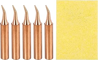 MECCANIXITY 5 Pcs 900M Soldering Iron Tips Copper Non-magnetic Welding Head with Cleaning Sponge Pad Replacement for Solder Station Tip (900M-T-IS)