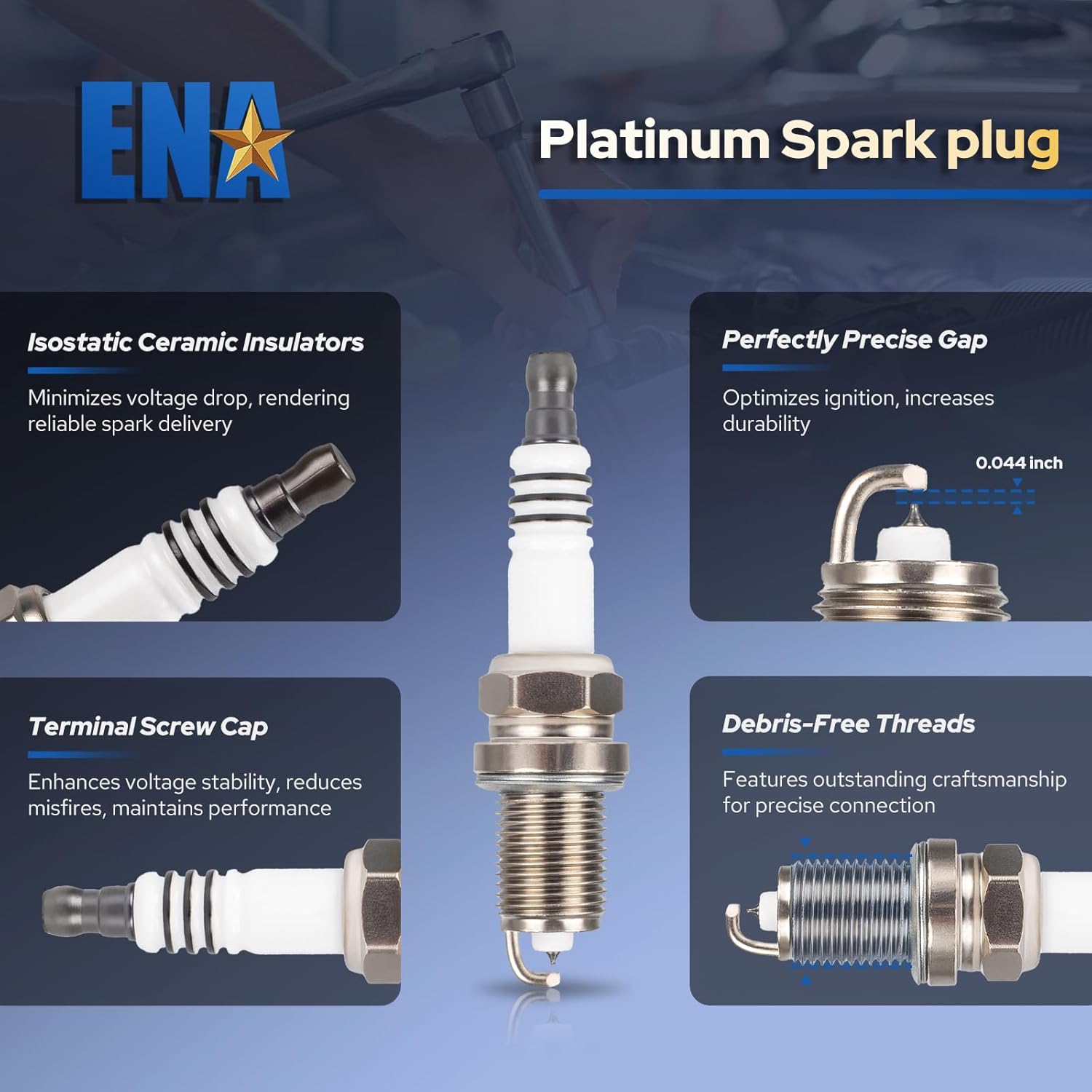 ENA UF270 Ignition Coil Packs 4.7 V8 and Spark Plugs Compatible with 2000 2001 2002 2003 2004 2005 2006 2007 Dodge Durango Ram 1500 Dakota Jeep Grand Cherokee Set of 8