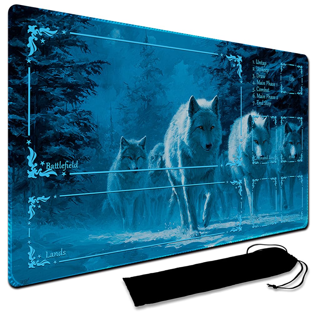 Large Art Gaming Playmat with Carrying bag, Custom Design Card Game Mat for mtg Playmat, Suture the edges,Compatible with Standard Card Sleeves 60CM x 35CM (With Zone,7)
