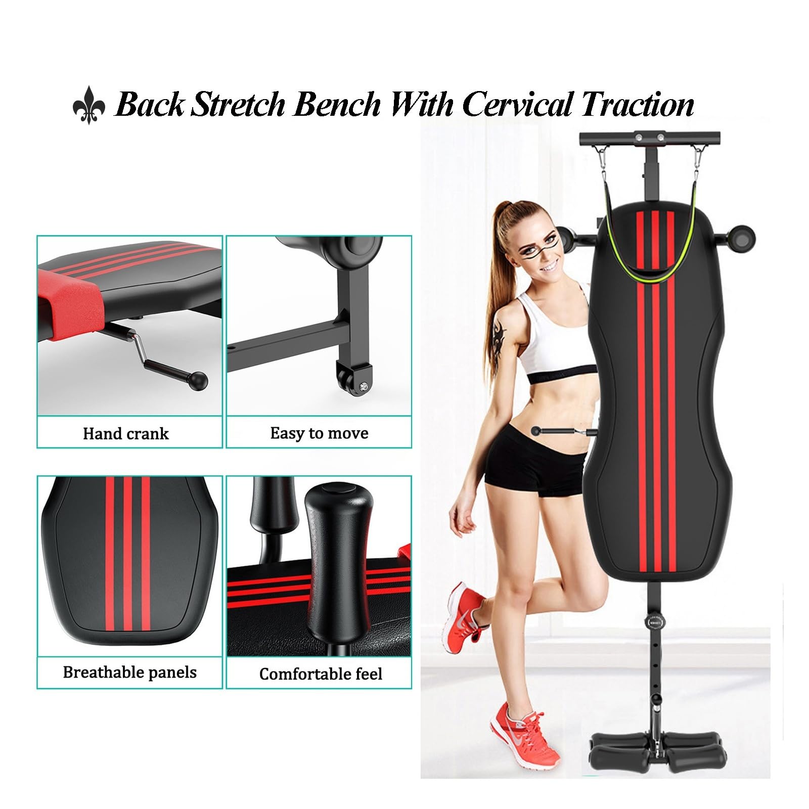 Banco de Tracción Cervical for Estiramiento de Espalda, Mesa de Inversión de Masaje for Entrenamiento de Tracción Lumbar y de Columna, Estiramiento y Relajación Corporal