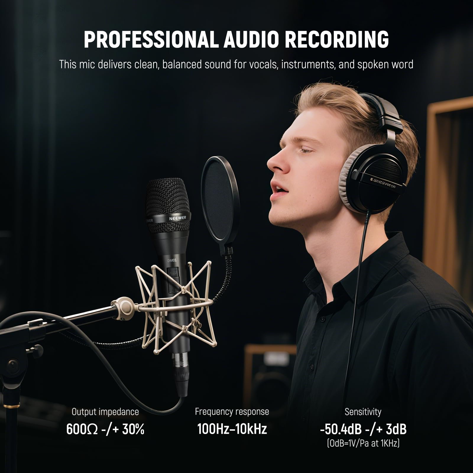 NEEWER DM01 Cardioid Dynamic Microphone with XLR Cable for Podcast Singing PC Gaming Streaming Studio Vocals, Speeches - Image 4