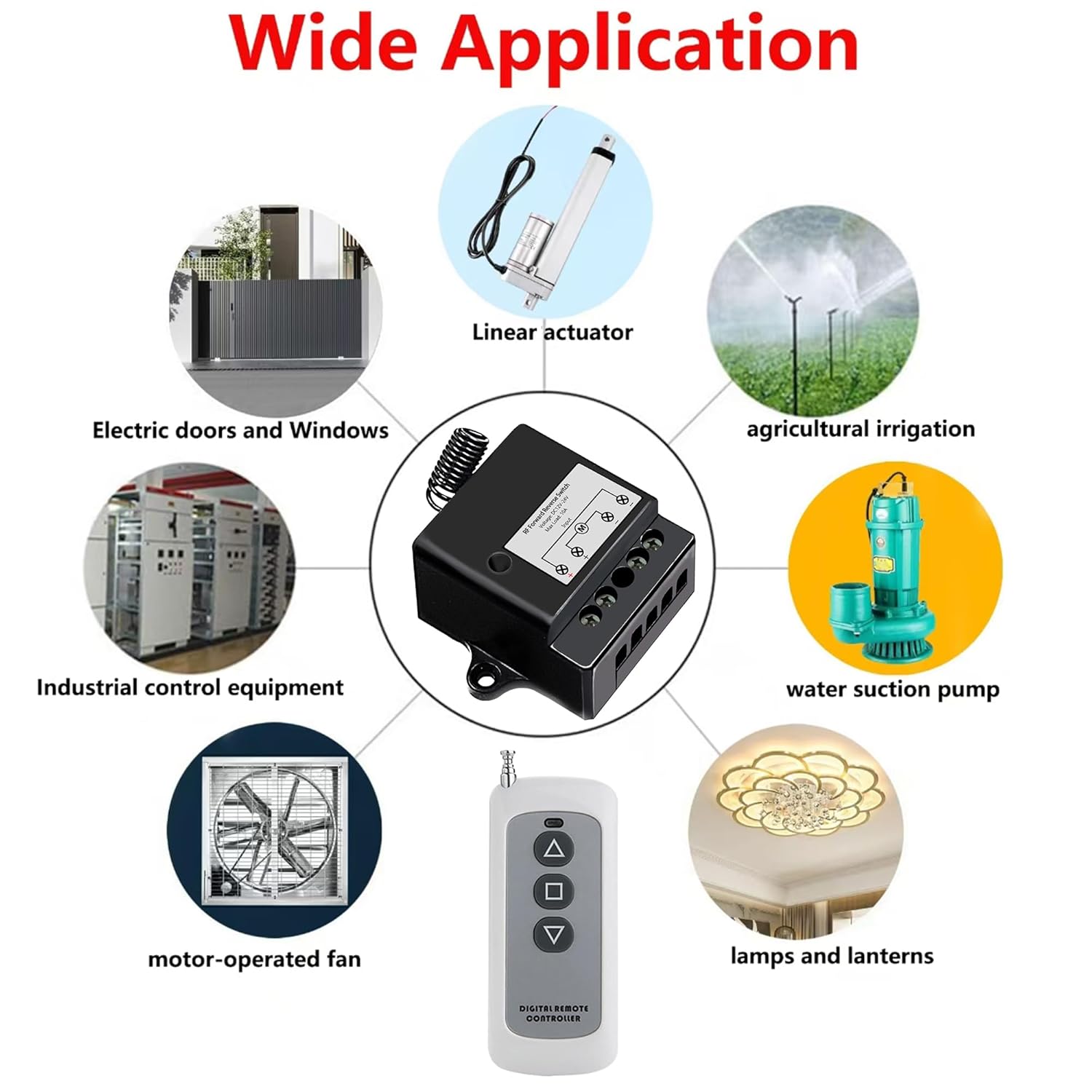 AWINLI Forward Reverse Remote Control Switch,Remote Control Switch Working Voltage DC12V to 24V Linear Actuator Controller,for Rolling Shutter Doors,Electric Doors,Winches (Black)