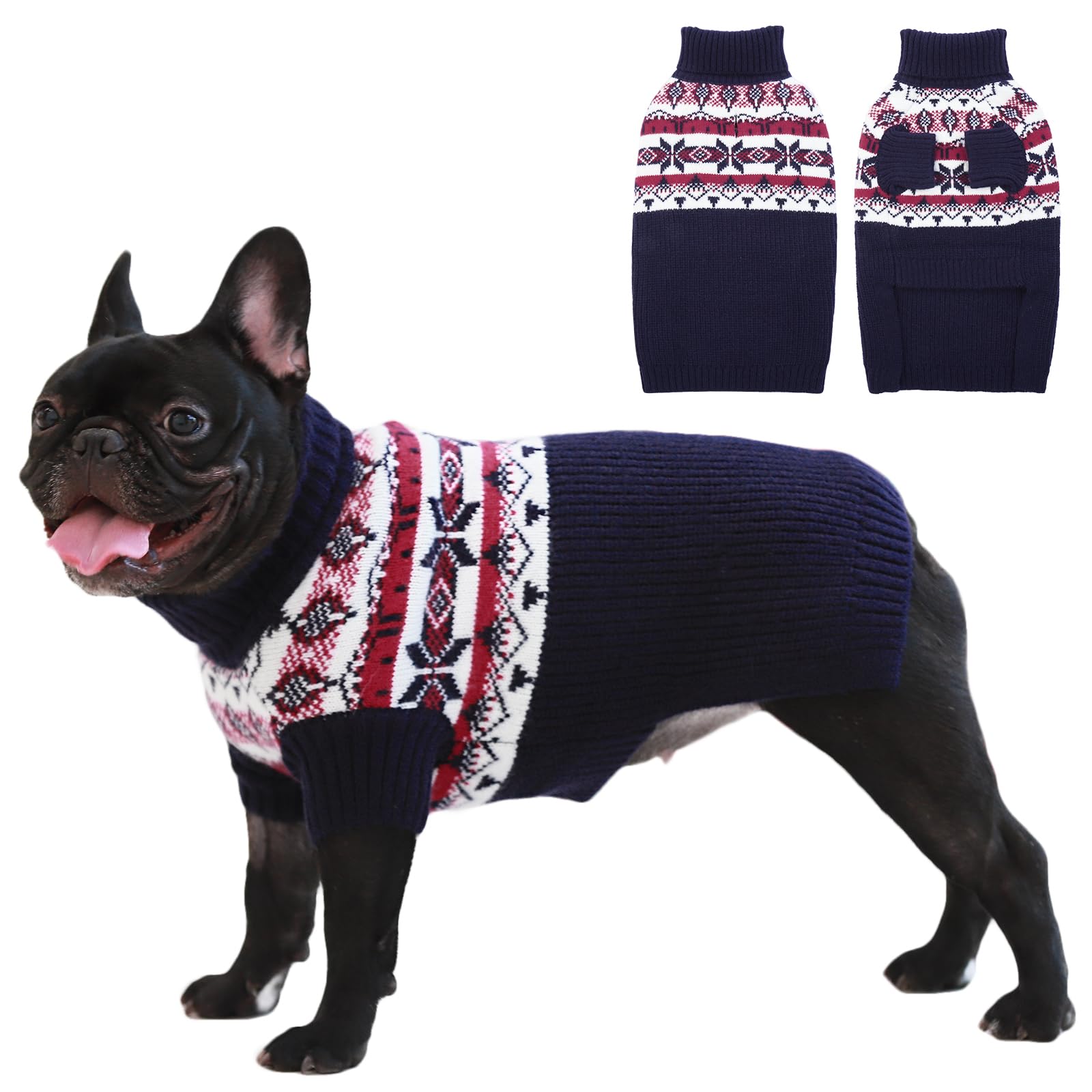IECOii Large Dog Christmas Jumper, Cold Weather Knitted Winter Coat, Xmas Apparel