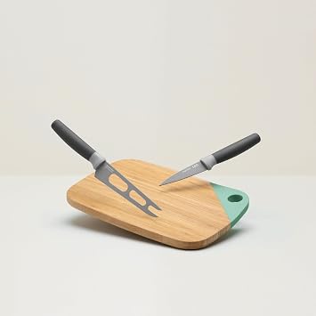 Berghoff LEO Bamboo Cutting Board & Knife Set, Cheese Board, 3pc Set