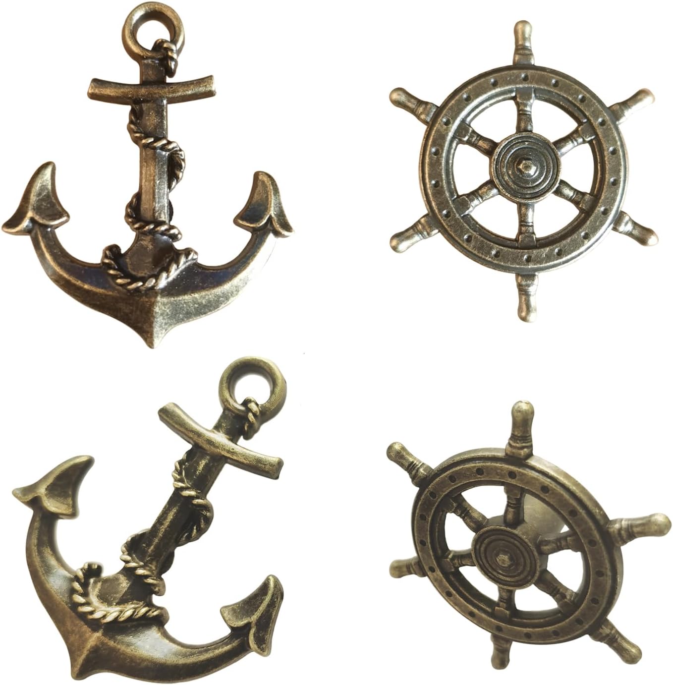 Antique Bronze Kitchen Cabinet Knobs Pull - Anchor Rudder Drawer Knobs Furniture Pulls,Antique Brushed Gold Pull, Nautical Sea Theme Home Decor