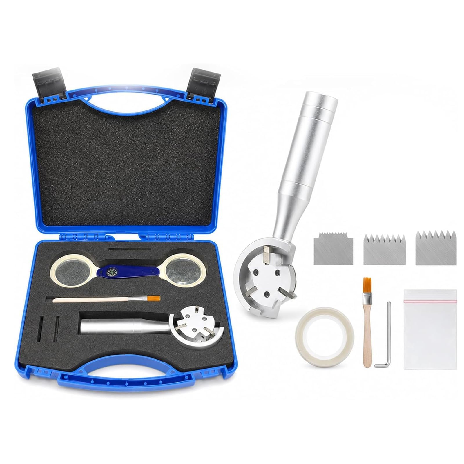 jcwwolk Cross-cut Tester Kit, Cross Hatch Adhesion Tester Kit, With 1mm/2mm/3mm Blades, Magnifier, Brush And Tape, For Coating Evaluation, Paint, Coatings