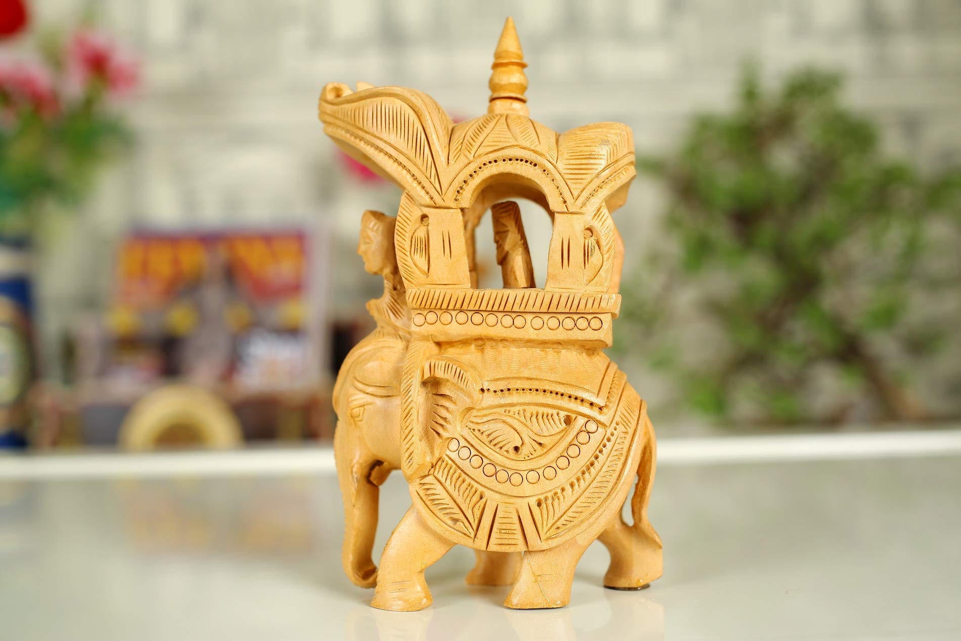 Éléphant Ambabari bois sculpté, sculpture artisanale et objet déco maison